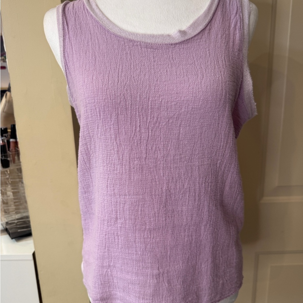 Saks, Fifth Avenue Light Purple Sleeveless linen Textured Tank Top Italy (med)‎